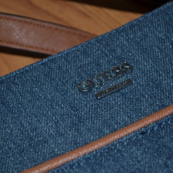 BRAND NEW GUESS Nikolai Denim Bag Purse Satchel - Picture 4 of 10